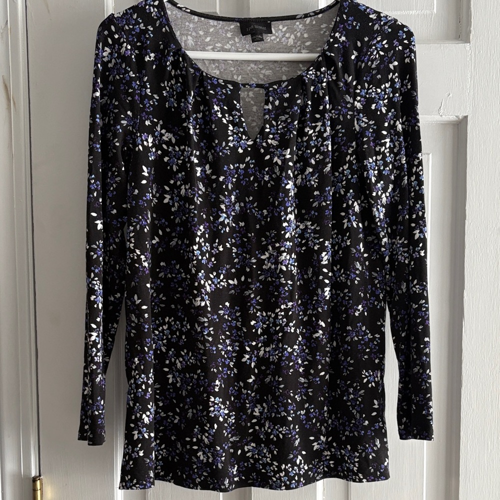 J. Jill Wearever Collection Floral Blouse Keyhole Top Blouse XS Petite XSP